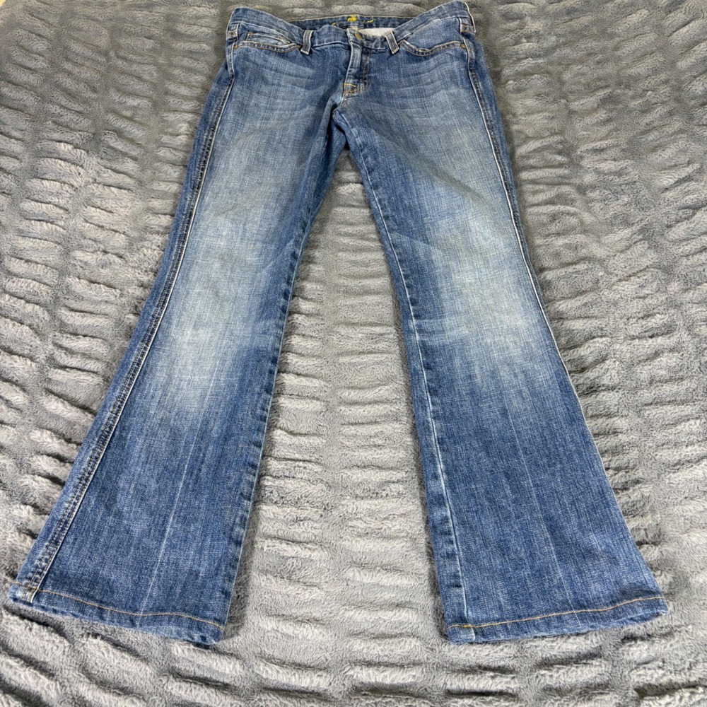 7 For All Mankind A Pocket Flare Jeans Blue Medium Wash U130J055U-055U Size 31